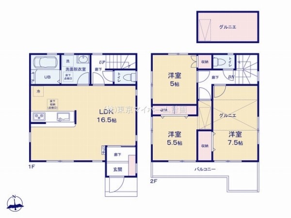小金井市梶野町3丁目　新築一戸建て　7580万円　2号棟