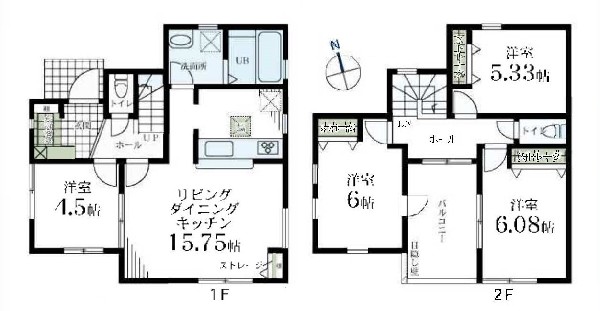 府中市北山町2丁目　新築一戸建て　5390万円　3号棟