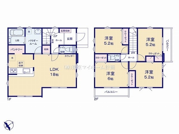 国立市泉3丁目　新築一戸建て　5599万円　1号棟