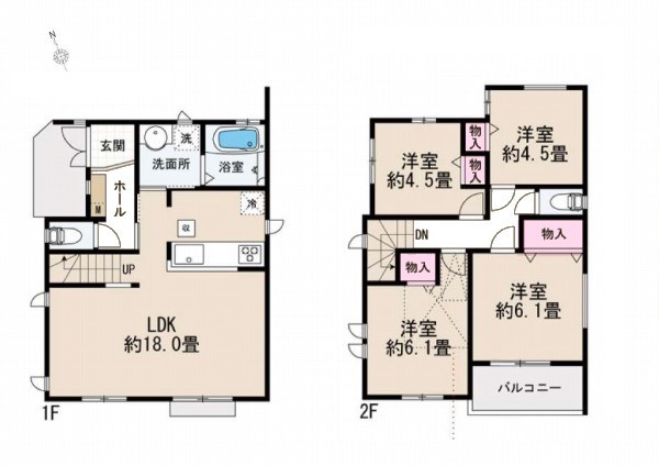 小平市学園西町1丁目　新築一戸建て　5290万円　1号棟