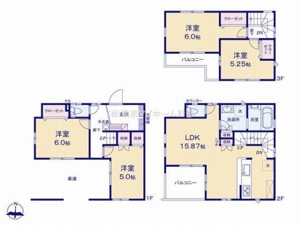 小平市学園東町3丁目　新築一戸建て　5330万円　1号棟