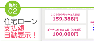 特典2 住宅ローン支払額自動表示