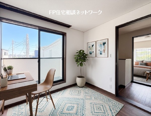 【洋室│6帖】  本画像はAIがCGで家具を作成しており、実際の現地に家具は設置されておりません。また、販売価格に家具等は含まれておりません。
