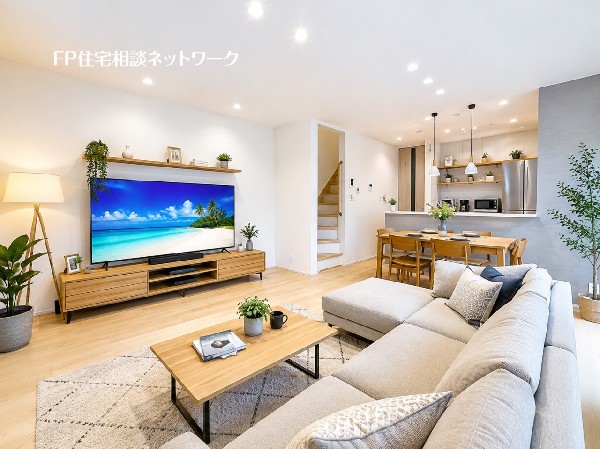 ■リビング■本画像はAIがCGで家具作成しており、実際の現地に家具は設置されておりません。また、販売価格に家具、小物等は含まれておりません。