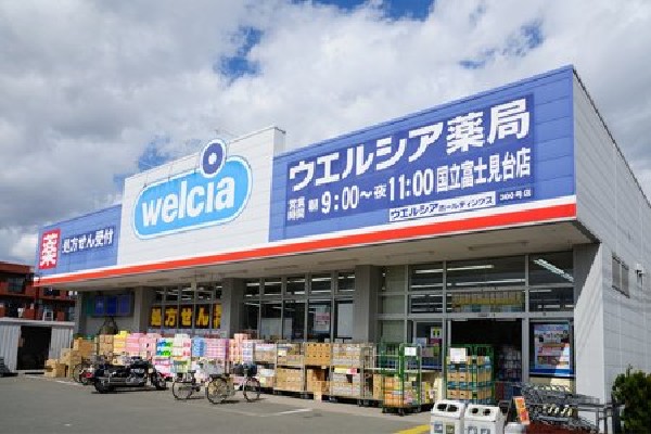 周辺環境:ウエルシア国立富士見台店(一般薬はもちろん、日用品や化粧品など幅広い取り揃えで、朝9時から深夜23時までと、営業時間が長めに営業しているドラッグストアです。)