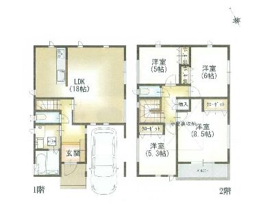 横浜市港北区大豆戸町　新築一戸建　7388.25万円　2号棟