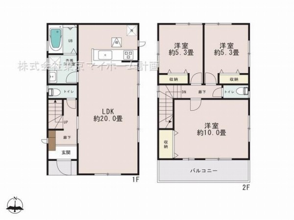 国立市中3丁目　一戸建て　6980万円　1号棟