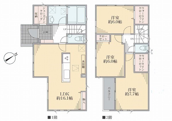 東村山市久米川町2丁目　新築一戸建て　4450万円　3号棟