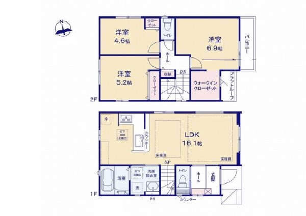 小平市上水南町2丁目　新築一戸建て　5099万円　2号棟