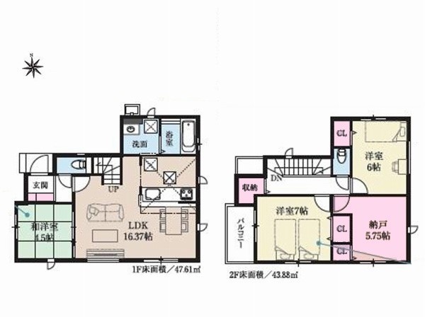 グラファーレ　小平市天神町4丁目　新築一戸建て　4780万円　1号棟