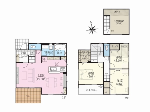 小平市花小金井4丁目　新築一戸建て　6080万円　1号棟