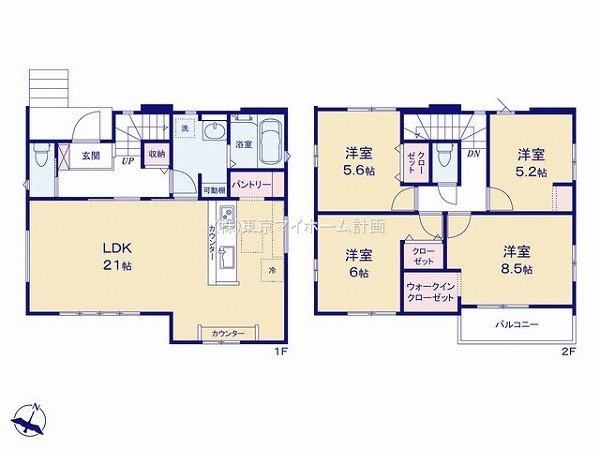 東村山市秋津町3丁目　新築一戸建て　5348万円　1号棟