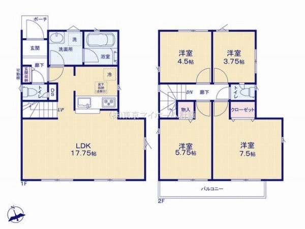 小平市上水新町2丁目　新築一戸建て　4030万円　2号棟