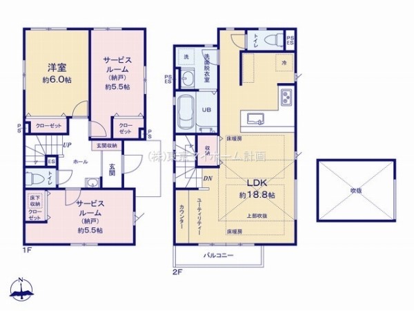 小平市花小金井5丁目　新築一戸建て　5799万円　1号棟