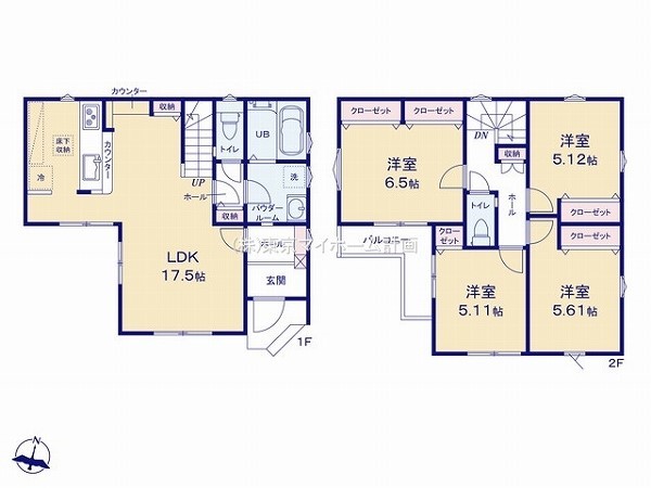 東村山市萩山町4丁目　新築一戸建て　5399万円　1号棟