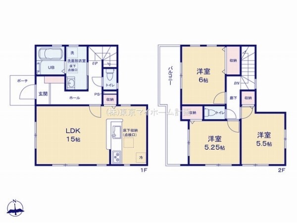 小平市花小金井3丁目　新築一戸建て　4180万円　1号棟