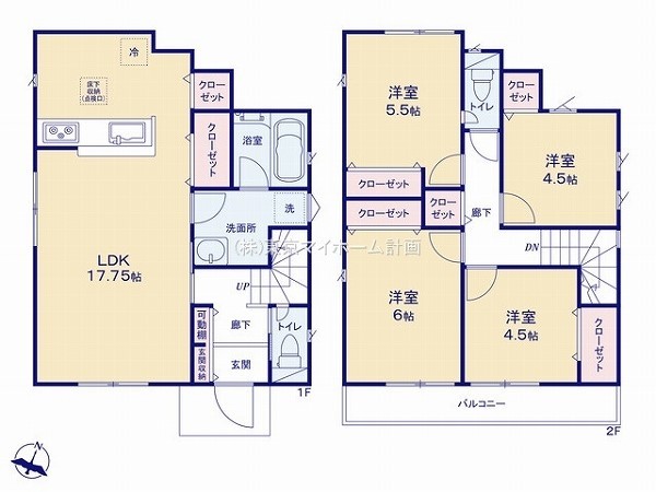 東村山市廻田町2丁目　新築一戸建て　3880万円 1号棟